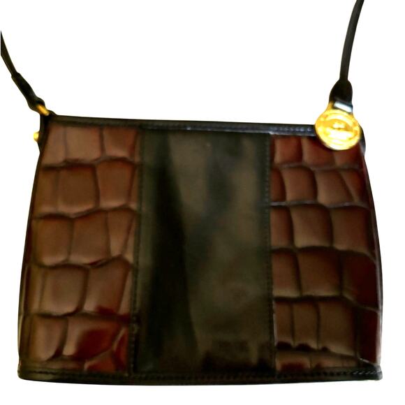 Brahmin Black and Brown Croc Small Crossbody Bag - Picture 2 of 10